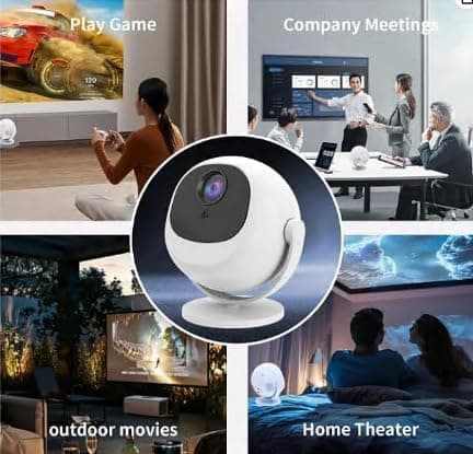 Portable mini projector, 200 ANSI lumens, supports 4K, Android 11/iOS, automatic trapezoidal correction, 360° rotatable home video projector, dual-band WiFi 6 and Bluetooth 5.2. — view 4