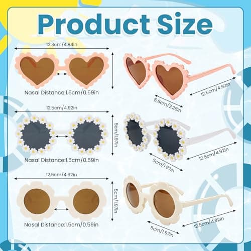 Aurvivia 3 Pcs Kids Sunglasses for Girls,Lightweight Durable UV380 Protection Sunglasses,Cute Heart And Round Flower Glasses,Summer Eyewear for Outdoor,Beach,Travel,Vacation,Party,Take Pictures — view 2