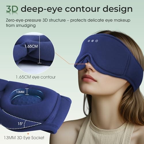 MUSICOZY Breathable Organic Bamboo Cotton Sleep Mask Headphones — view 4