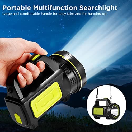 ALLOMN Torch LED Super Bright, Portable Rechargeable Hand Torch High Powered Beam Flashlight Super Bright LED Flashlight Searchlight Waterproof Camping Light Lightweight Camping Lantern — view 2