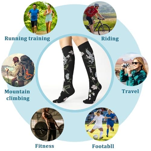Zuimei 4 Pairs Compression Socks for Women 20-30 mmHg Flight Sock S/M — view 6