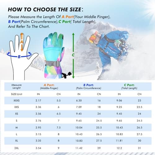 Pnosnesy Ski Gloves, Waterproof Snow Gloves Thermal Breathable Winter Gloves, Windproof Touchscreen Cold Weather Gloves for Men Women Kids — view 6