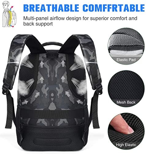 School Backpack Boys / Girls / Teenagers, Backpack School, Laptop Backpack for Men / Women, Daypacks Business Backpack with USB, Camouflage, 15,6 Zoll, Rucksack — view 3