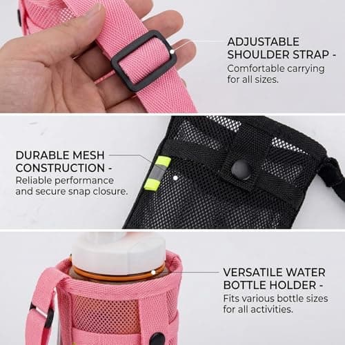 KSVFTB 2Pcs Water Bottle Carrier with Shoulder Strap, Holder for Outdoor Hiking and Gym Workouts, Adjustable Water Bottle Bag with Strap for Family Sports Activities — view 3