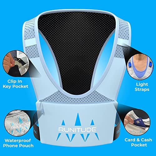 Runitude Running Phone Holder Vest | Chest Pouch | Train Lightweight | Key Clip Holder | Light Straps | Waterproof | Reflective | Men & Women (Silver) — view 2