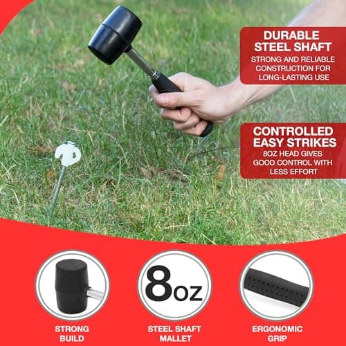 8oz Camping Mallet with Strong Steel Shaft – Lightweight Hammer for Tent Pegs, Gazebos, Tarpaulins, and Outdoor Use, Ideal for DIY, Camping, Hiking & Festivals — view 3