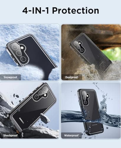 Beeasy for Samsung S25 Case Waterproof Shockproof Dustproof 360 Degree Full Body Heavy Duty Cover Built in Screen Protector, Galaxy S25 Protective Phone Case 6.2 inch Black — view 6