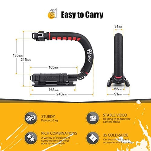 zeadio Video Action Stabilizing Handle Grip Handheld Stabilizer with Cold-Shoe Mount for All DSLR Camera Camcorder — view 6
