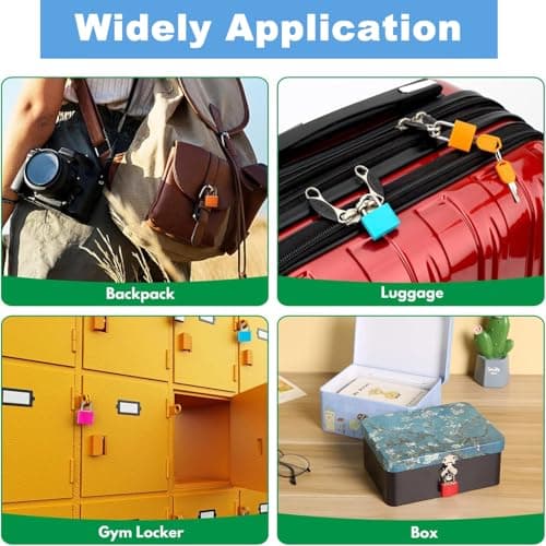 6Pcs Multicolor Luggage Padlocks Set with Keys, Mini Suitcase Locks, Small ABS Plastic & Copper Locker Locks, Tiny Lock for School Gym Locker, Backpack, Journal and Jewelry Box — view 6