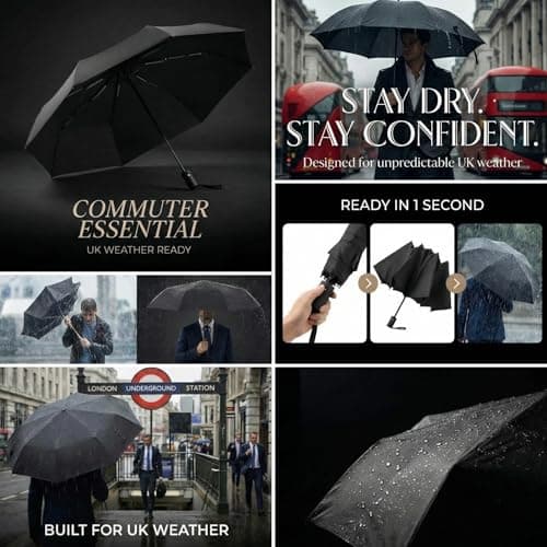 Hestya 3 Pack Windproof Compact Umbrella, Automatic Open & Close, UPF50+ UV Protection, Impact-Resistant Fabric, 42 Inch Portable Travel Umbrella for Men & Women — view 2