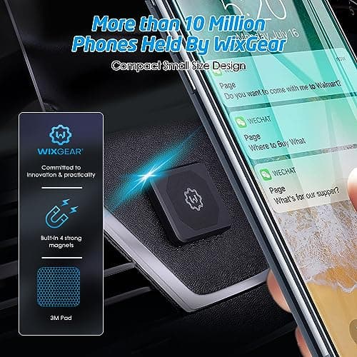 WixGear Rectangle Flat Stick On Dashboard Magnetic Car Mount Holder for Cell Phones and Mini Tablets with Fast Swift-Snap Technology - Extra Slim — view 2