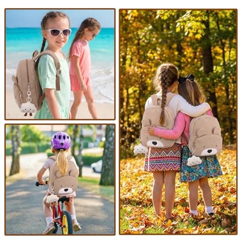 Girls Backpack Girls School Bag Kids Cute Backpack for Girl School, Khaki — view 6