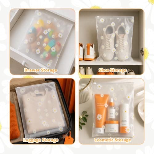 21 Pcs 3 Sizes Zip Lock Bags for Clothes, Reusable Frosted Storage Pouches — view 6