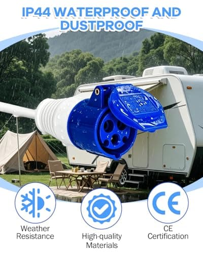 Connextion 16Amp to 13Amp Adapter, Camping Electric Hook Up Cable, 3 Pin UK Electric Hookup Adapter 220~250V for Caravan Campervan Motorhome Mains to UK Plug — view 5