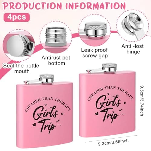 12 Pcs Girls Trip Travel Gifts for Women Hip Flasks Makeup Bags Keychains — view 2