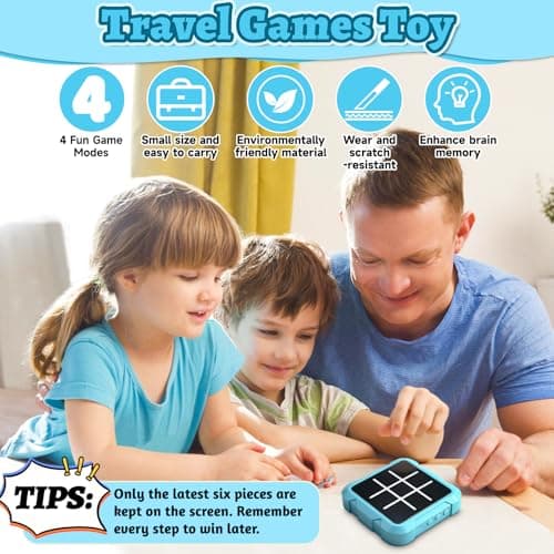 Tic Tac Toe Game, 4-in-1 Noughts and Crosses Game, Electronic Tic Tac Toe Games, Portable Travel Games Fidgets , Handheld Puzzle for Family Kids Adults — view 2