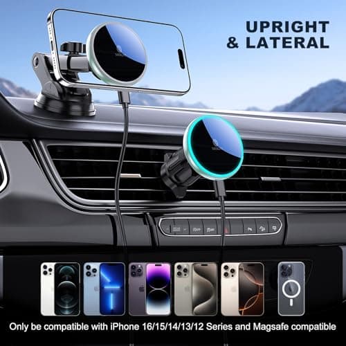 MOKPR for Magsafe Car Mount Charger, 15W Magnetic Wireless Car Charger — view 3