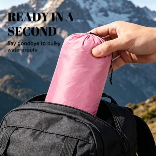 DOINEUFL 2 Pack Womens Lightweight Waterproof Jacket Ladies Rain Coats Packable Pac A Mac Windbreaker for Running Cycling Hiking (UK, Alpha, XL, Regular, Regular, Pink + Black) — view 5