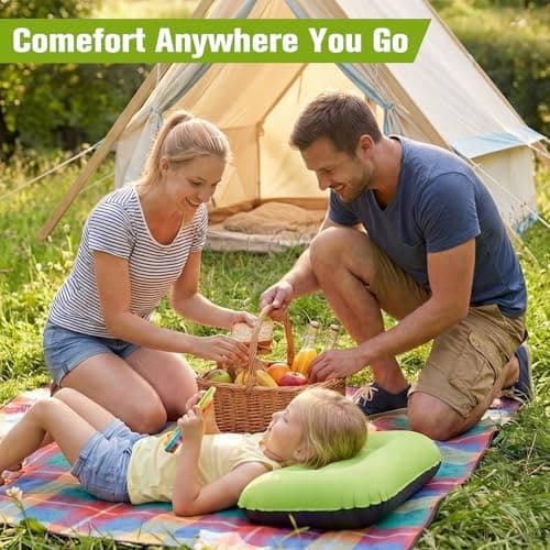 JetsCush Camping Pillow Inflatable Lightweight Travel Pillow Green — view 3