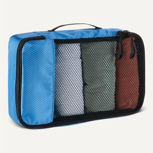 Amazon Essentials 4-Piece Packing Cubes Travel Accessories Set, Luggage Organiser with Double Zip, Mesh Top, Polyester, Small, Sky Blue (Previously Amazon Basics) — view 4