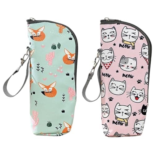 2 Pack Insulated Baby Bottle Bag, Portable Bottle Warmer Bag With Rope, Travel Thermal Holder, Waterproof Breastmilk Cooler Storage, Thermal Feeding Pouch Holder For Backpacks Strollers Travel Outdoor