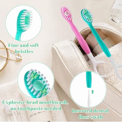 26PCS Disposable Toothbrush Portable Mini Travel Set with Floss — view 3