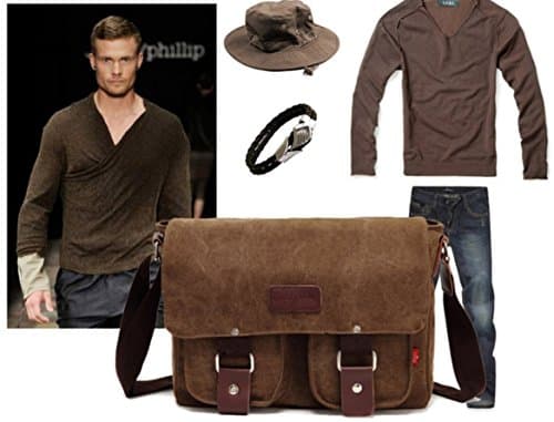 autumndeer Anti-Theft Laptop Messenger Bag for Men, 14 Inch Briefcase Multiple Pocket, Lightweight Business Shoulder Bag for Work, Travel & Commuting, Durable Oxford Laptop Bag, 32 x 10 x 27cm, Coffe — view 2