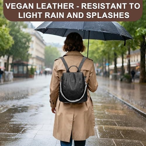 Eshow Womens Backpack Anti Theft Waterproof, Ladies Rucksack Vegan Leather Fashion, Daypack Convertible Small Makeup bag With RFID, Handbag Shoulder For Travel School Work Glossy Black — view 6