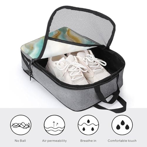 Crystalline Bands in Warm Butter Yellow Turquoise Shoe Bag for Travel Daily Use Anti-dust Storage Carrier Golf Shoe Pouch — view 4