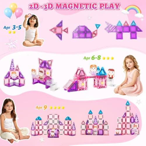 Jovicos Travel Magnetic Tiles for Kids Magnetic Building Blocks with Case — view 2
