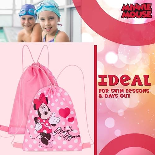 Disney Stitch Drawstring Bags for Kids Swimming Bag Spiderman String Backpack School PE Kit Travel Beach Holiday Sports Gym (Pink Minnie) — view 4