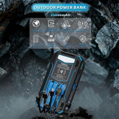 Outdoor Foldable Solar Large Capacity Charger Mobile Power Bank, Portable Mobile Charger Power Bank with 4 Solars Panels, Powerbank Fast Charging with Flashlight Light for Camping (C) — view 3