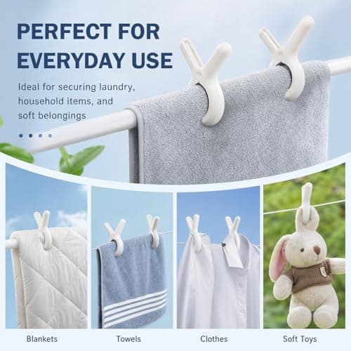 10 Pack Beach Towel Clips for Sun Loungers, Heavy Duty Clothes Pegs for Washing Line, Large Windproof Laundry Pegs, Non-Slip Sunbed Clips for Beach Towels, Quilts, Pool Chairs and Outdoor Drying — view 5