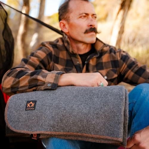 Arcturus Military Wool Blanket - 4.5 lbs, Warm, Heavy, Washable, Large 64" x 88" - Great for Camping, Outdoors, Survival & Emergency Kits (Military Gray) — view 3