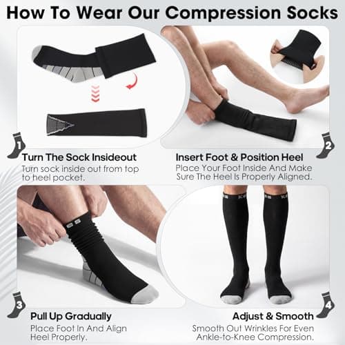 2 Pairs Compression Socks for Women and Men, 20-30 mmHg Flight Socks — view 5