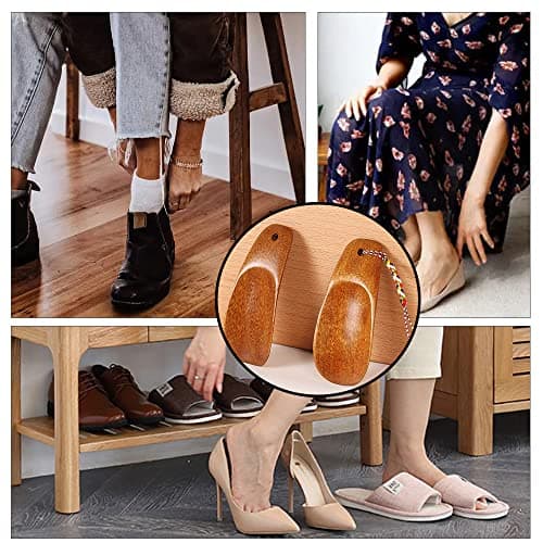 LCMJYABI 2 Pcs Shoe Horns Mini Wood Shoehorns Shoes Helpers with Cord for Men Women Kids and Seniors — view 6