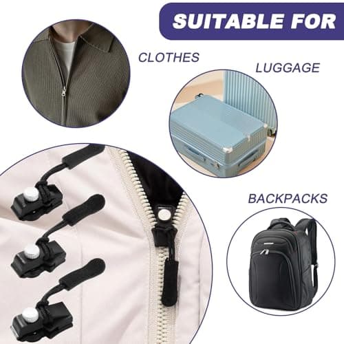 KASESSS 30 Pcs Zipper Pull Replacement, Zip Repair Kit, 3 Sizes Zip Puller Replacement, Removable Zip Replacement, Universal Spare Zipper Puller, Adjustable for Clothes, Pants, Wallets, Suitcases — view 5