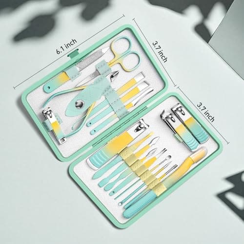 UNUSVERUM Manicure Set 18PCS Professional Nail Care Kit, Stainless Steel Pedicure Care Tools with Travel Case, Nail Clipper Set Gift for Women Wife Parents — view 6