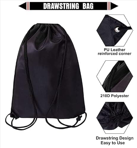 WFX Drawstring Gym Bag 2PCS String Bags Gym Sack Backpack PE Bags for Women Men Trainer Swimming Bag Travel Beach School Holidays Suitable for Sports,kids,Boys,Girls (Black and Blue) — view 3