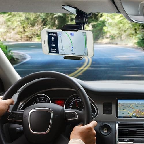 Kuehssn Sun Visor Phone Holder, Crocodile Teeth Clip Car Phone Mount, Non Slip Phone Stand with Stable 360 Degree Rotatable for Auto Car Truck Automotive — view 3
