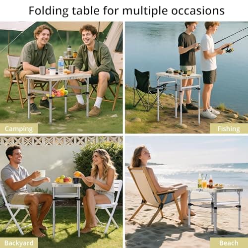 Anbte 2ft Small Folding Camping Table, Waterproof Plastic Tabletop, 58x40cm — view 5