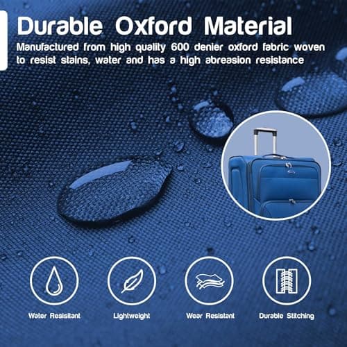 Aerostar Carry-on 20" Lightweight Soft Expandable Suitcase, Hand Luggage 4 Wheels & Combination Lock, 55x35x20cm | Accepted All Airlines easyjet, RyanAir, British Airways (Royal Blue, 32 litres) — view 6