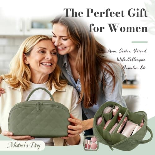 SZMDLX Lay Flat Travel Makeup Bag Olive Green Padded Cosmetic Organiser — view 4