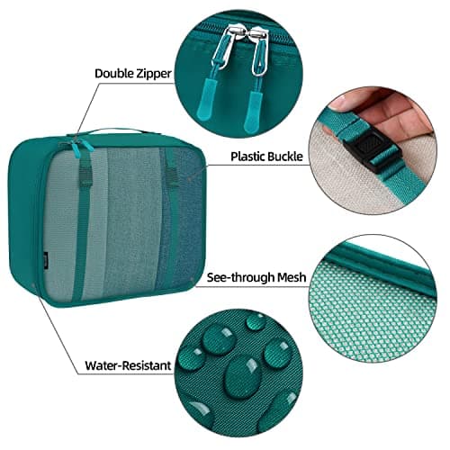 BAGAIL 10 Set Packing Cubes Various Sizes Packing Organizer for Travel Accessories Luggage Carry On Suitcase - Teal — view 5