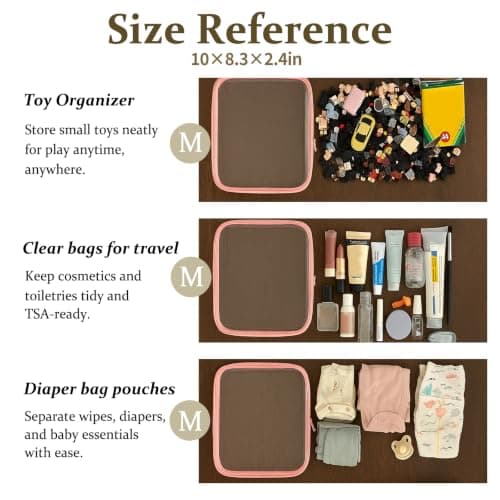 WELPIRT Clear Zipper Pouches,Hard Shell Zipper Case, Toiletry Bag for Travel, CLear Diaper Bag, Toiletry Pouch, Travel Organizer, Cosmetic Bag,Toy Storage Bins, Light Pink, M+3S, Light Pink — view 4