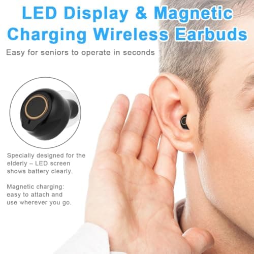 Aolso Mini Digital Sound Aid Voice Enhancer, Rechargeable Sound Headphones for Seniors,Invisible Design,Noise Cancelling, Digital in-Ear Audio Headphones Device with Charging Case-Black — view 4
