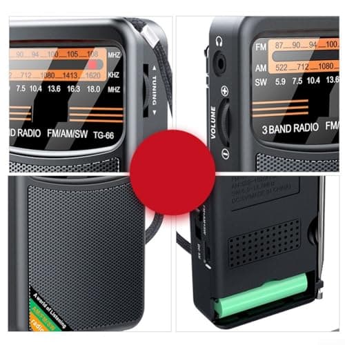 AM/FM/SW Small Transistor Radio Pocket Handheld Rechargeable 3W Speaker Exceptional Reception Compact Portable for Travel Outdoor Activities (Gold) — view 5