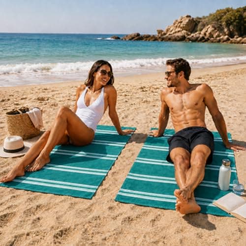 Adore Striped Beach Towels 2 Pack - Teal 75 x 150 cm — view 2