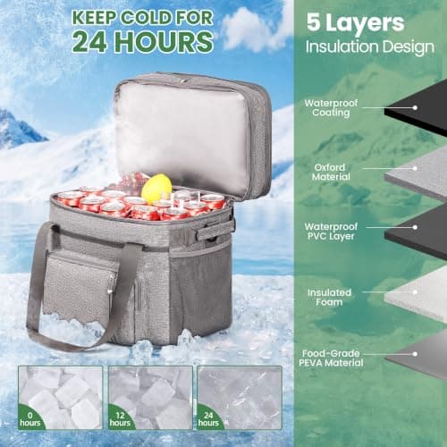 MIYCOO Cooler Bag with Wheels Double Deck - 60 Can Leakproof Insulated Portable Soft Lunch Cooler, Extra Large Expandable Ice Chest Cooler for Beach, Picnic, Camping, Shopping — view 5