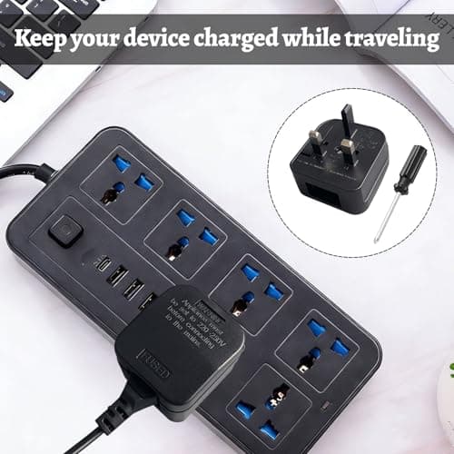 1 PCS US to UK Plug Adapter,UK Plug Convertor Adaptor,American to UK Plug Adapter,2 Pin to Uk Adaptor with Screwdriver Convert from USA,China,Japan,Type a Plugs to Uk with Safety Fuse,ABS(Black) — view 6